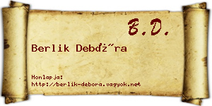 Berlik Debóra névjegykártya